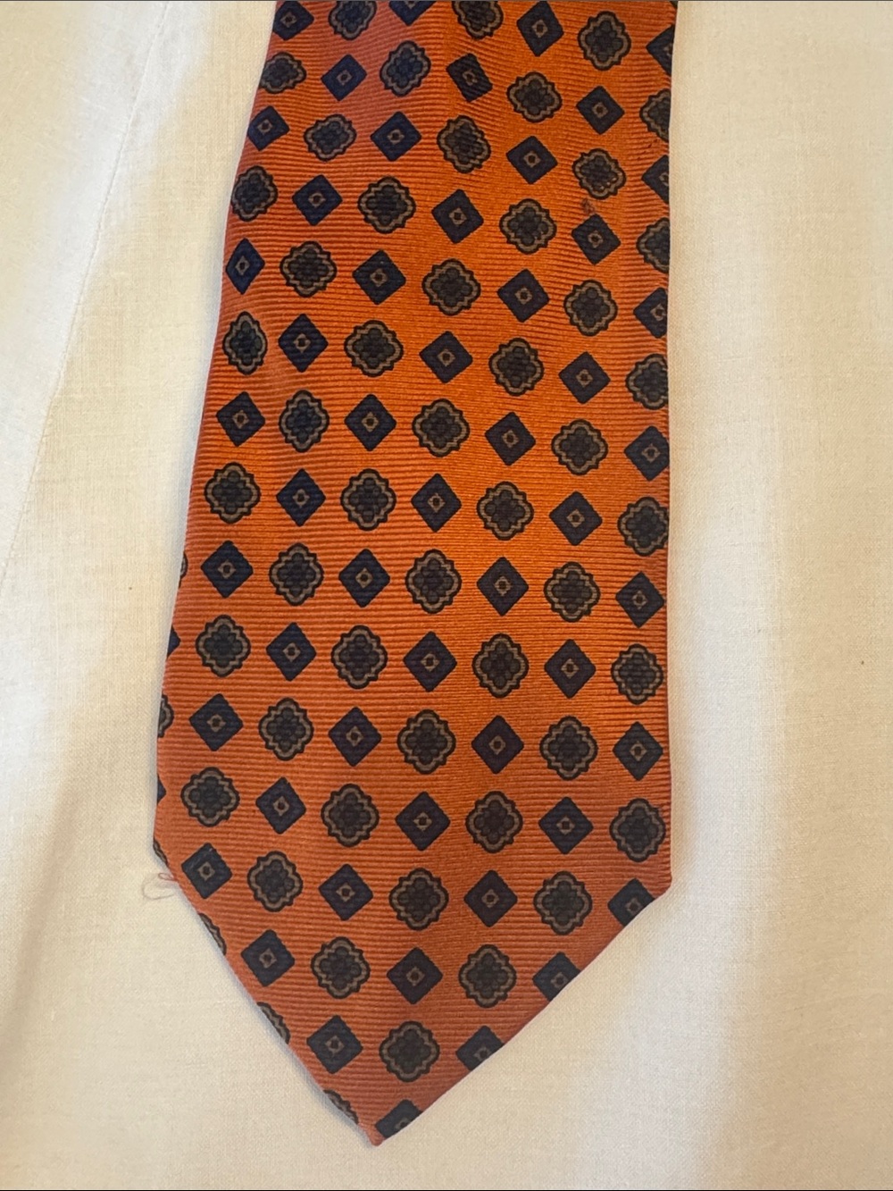 Breuer Orange and Black Patterned Silk Tie
